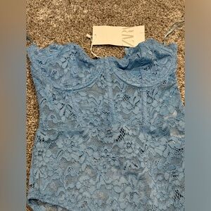 NWT Zara Blue Lace Bodysuit